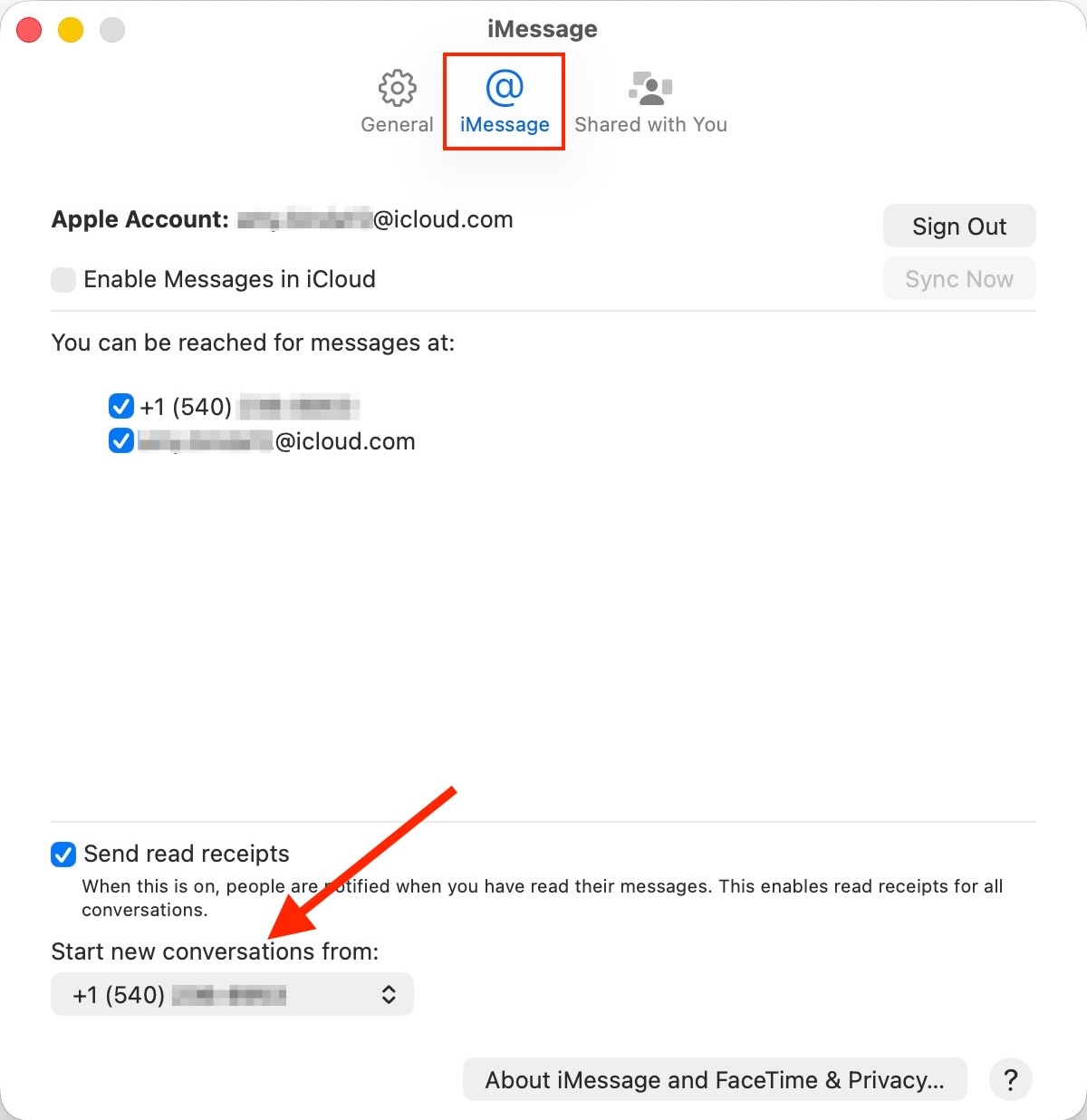 Start new conversation from - iMessage macOS 26